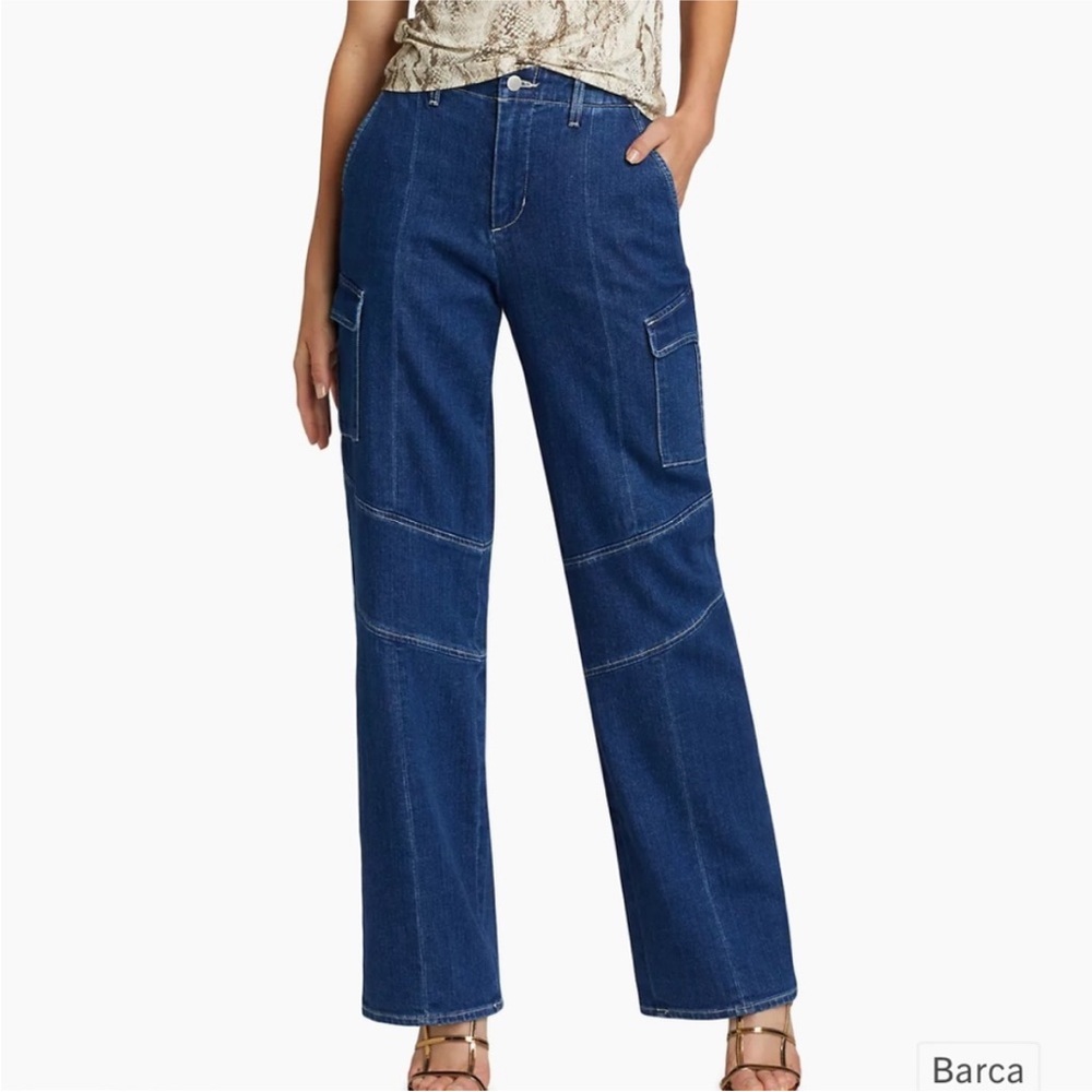 L’AGENCE Brooklyn Wide Leg Cargo Jean Barca Blue 28 High Rise Y2K Denim USA Made - Picture 5 of 15